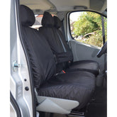 Renault Trafic 2006-2014 Driver (With Armrest) Double Passenger Seat Covers - Black